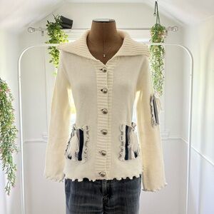 Tricotto Cream Cardigan with Navy Details